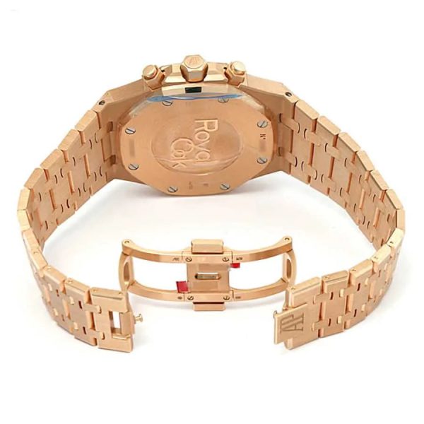 【Super Clone】Audemars Piguet Royal Oak Chronograph 41MM Rose Gold Bracelet – Black Dial