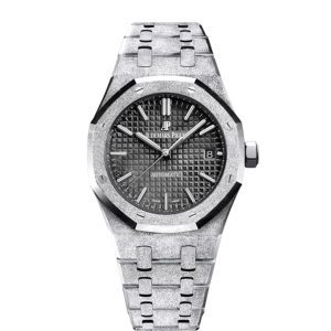 【Super Clone】Audemars Piguet Royal Oak Frosted Gold Selfwinding, Black dial, 37mm,White gold,