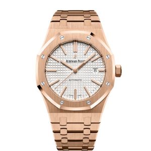 【Super Clone】Audemars Piguet Royal Oak Self Winding Silver-toned dial 41mm Rose Gold Watch 15400OR.OO.1220OR.02