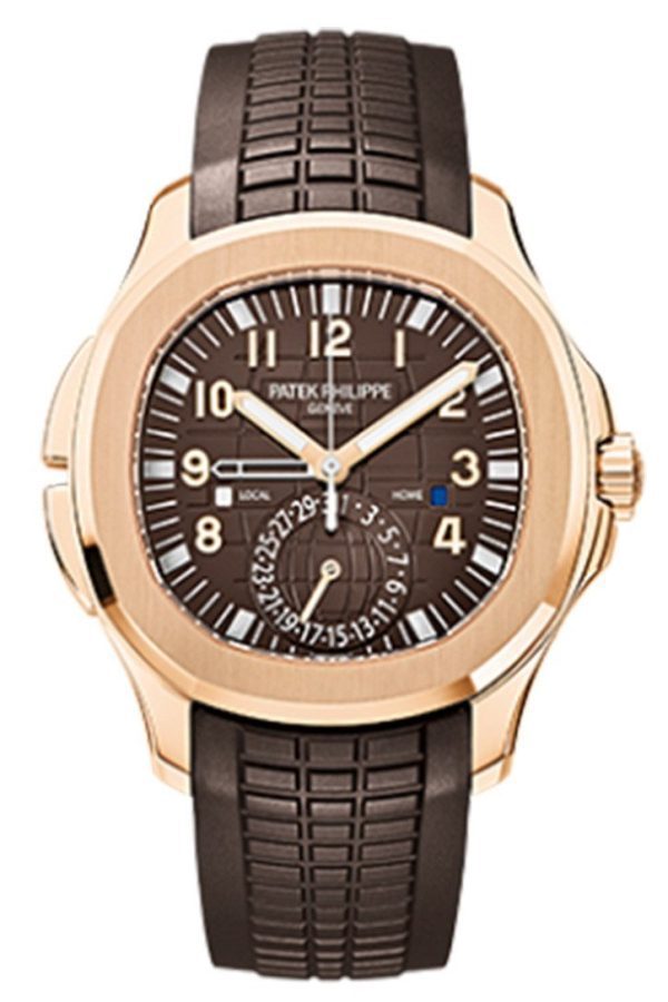 【Super Clone】Patek Philippe Aquanaut Brown Embossed Arabic Dial Rose Gold Composite Men's Watch 5164R-001