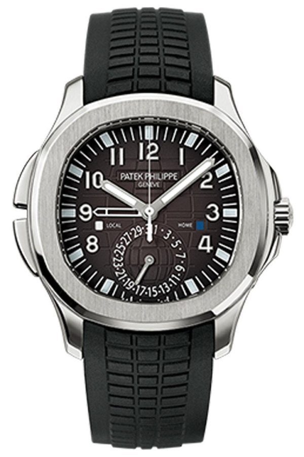 【Super Clone】Patek Philippe Aquanaut Dual Time Black Dial Automatic Men's Watch 5164A-001