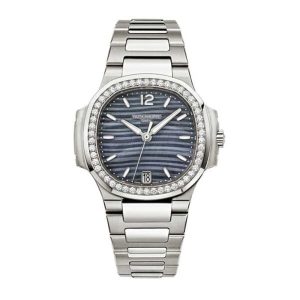 【Super Clone】Patek Philippe Nautilus Blue Tinted Mother Of Pearl Dial Automatic Ladies Diamond Watch 7018/1A-010