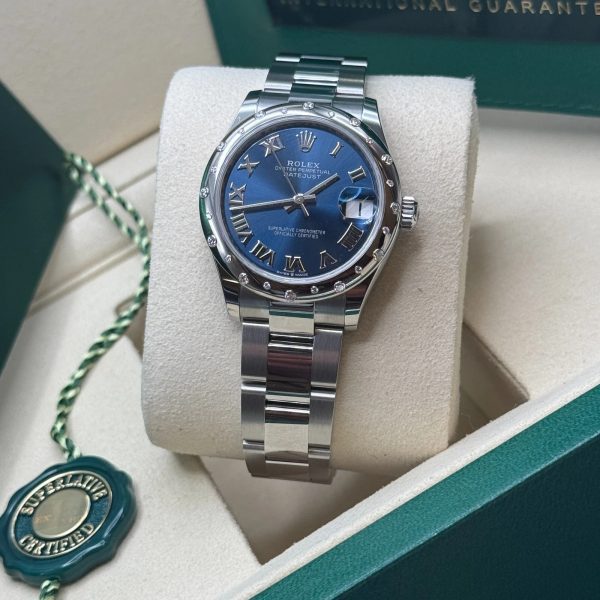 【Super Clone】RLX Datejust m278344-0035/0036 Bright Blue Dial 31mm Domed Diamond Oyster Watch