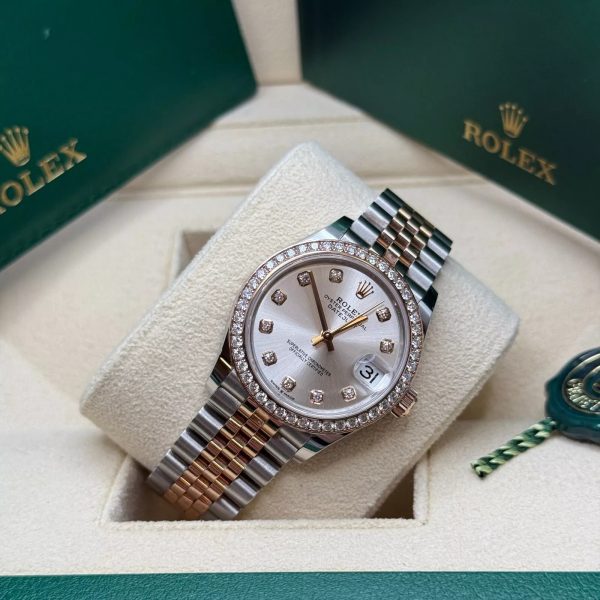 【Super Clone】RLX Datejust m278381-0015/0016 Silver Diamond Dial Diamond-Set Bezel 31mm