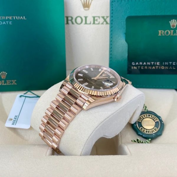 【Super Clone】RLX Day-Date "President" 40mm Everose Eisenkiesel Diamond Baguette Dial - 228235