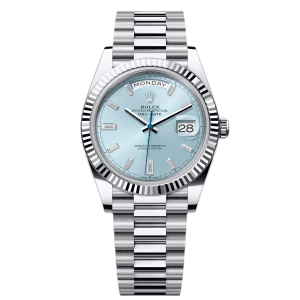 【Super Clone】RLX Day-Date "President" 40mm Platinum Ice Blue Baguette Dial - 228236