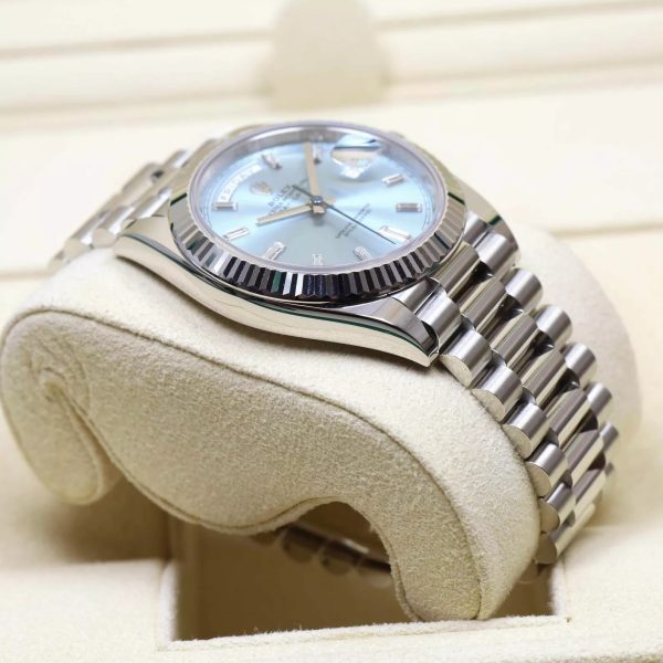 【Super Clone】RLX Day-Date "President" 40mm Platinum Ice Blue Baguette Dial - 228236