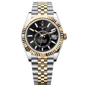 【Super Clone】RLX Sky-Dweller 42mm 336933-0003/0004 Two-Tone Yellow Gold Black Dial Jubilee