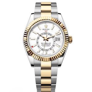 【Super Clone】RLX Sky-Dweller 42mm 336933-0005/0006 Two-Tone Yellow Gold White Dial Oyster