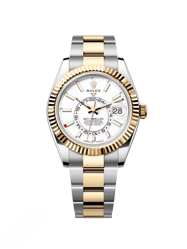 【Super Clone】RLX Sky-Dweller 42mm 336933-0005/0006 Two-Tone Yellow Gold White Dial Oyster