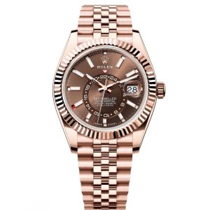 【Super Clone】RLX Sky-Dweller 42mm 336935-0002/0006 Rose Gold Chocolate Dial Jubilee