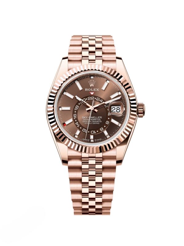 【Super Clone】RLX Sky-Dweller 42mm 336935-0002/0006 Rose Gold Chocolate Dial Jubilee