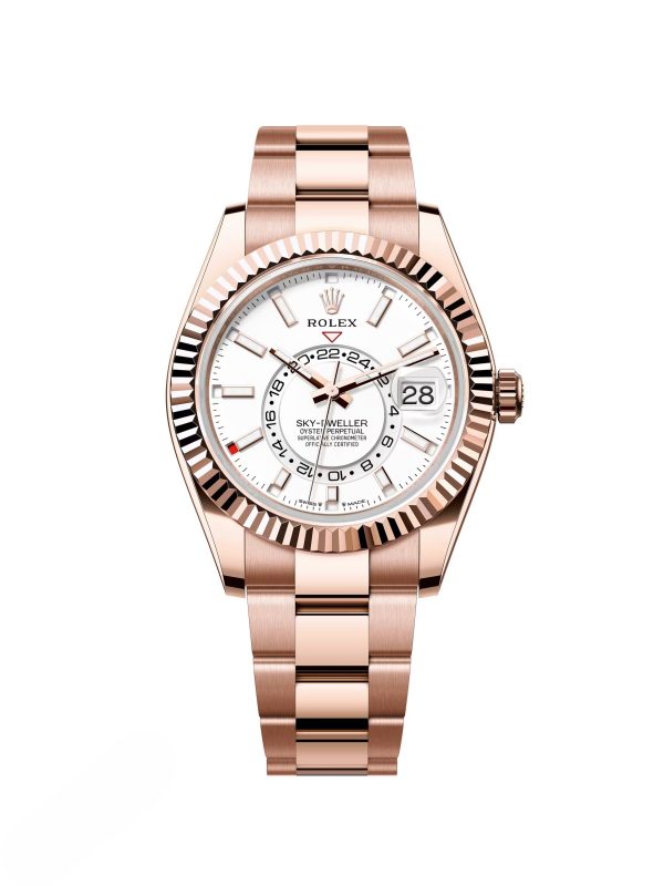 【Super Clone】RLX Sky-Dweller 42mm 336935-0003/0007 Rose Gold White Dial Oyster