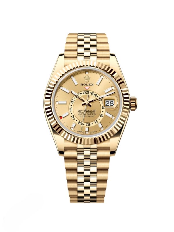 【Super Clone】RLX Sky-Dweller 42mm 336938-0001/0004 Yellow Gold Champagne Dial Jubilee