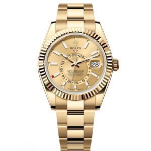 【Super Clone】RLX Sky-Dweller 42mm 336938-0001/0004 Yellow Gold Champagne Dial Jubilee