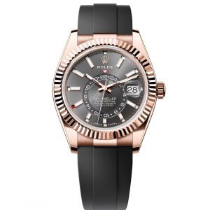 【Super Clone】RLX Sky-Dweller 42mm Rose Gold Slate Dial Oysterflex - 336235