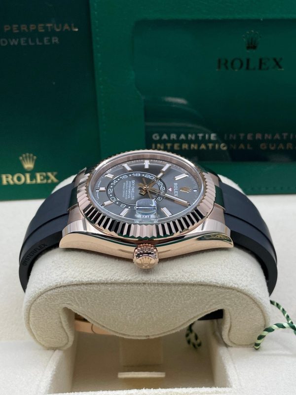 【Super Clone】RLX Sky-Dweller 42mm Rose Gold Slate Dial Oysterflex - 336235