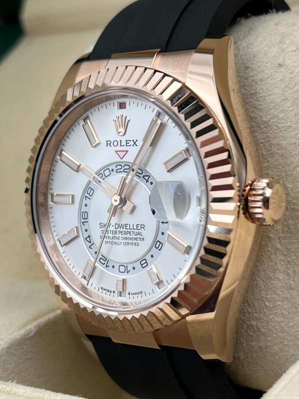 【Super Clone】RLX Sky-Dweller 42mm Rose Gold White Dial Oysterflex - 336235