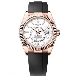 【Super Clone】RLX Sky-Dweller 42mm Rose Gold White Dial Oysterflex - 336235