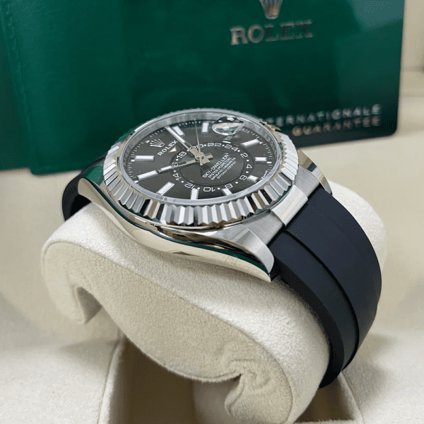 【Super Clone】RLX Sky-Dweller 42mm White Gold Black Dial Oysterflex - 336239