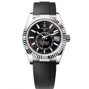 【Super Clone】RLX Sky-Dweller 42mm White Gold Black Dial Oysterflex - 336239