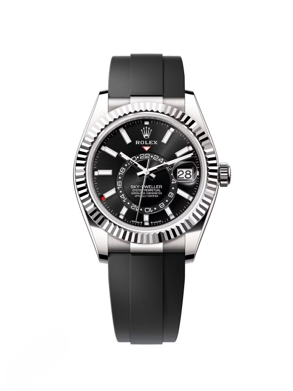 【Super Clone】RLX Sky-Dweller 42mm White Gold Black Dial Oysterflex - 336239
