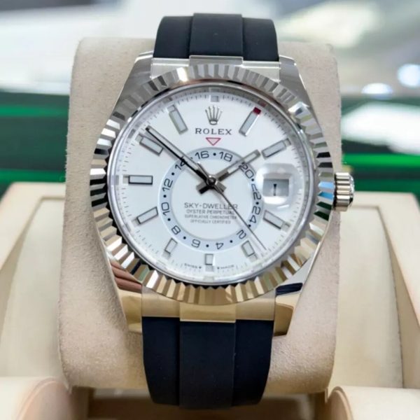 【Super Clone】RLX Sky-Dweller 42mm White Gold White Dial Oysterflex - 336239