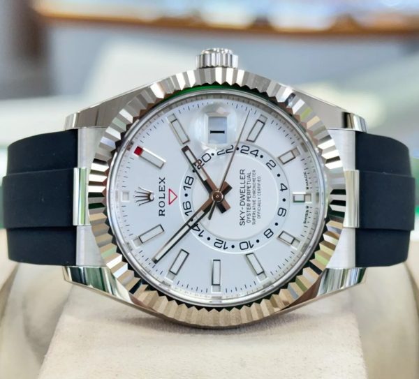 【Super Clone】RLX Sky-Dweller 42mm White Gold White Dial Oysterflex - 336239