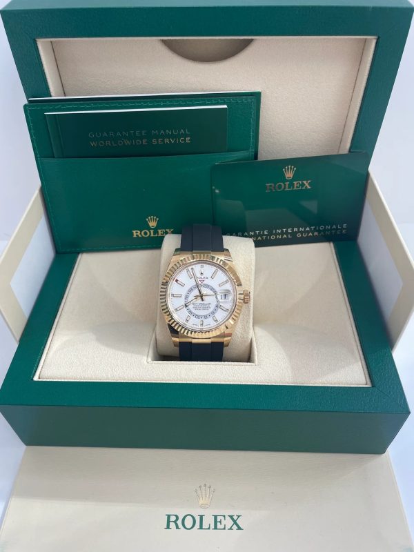 【Super Clone】RLX Sky-Dweller 42mm Yellow Gold White Dial Oysterflex - 336238